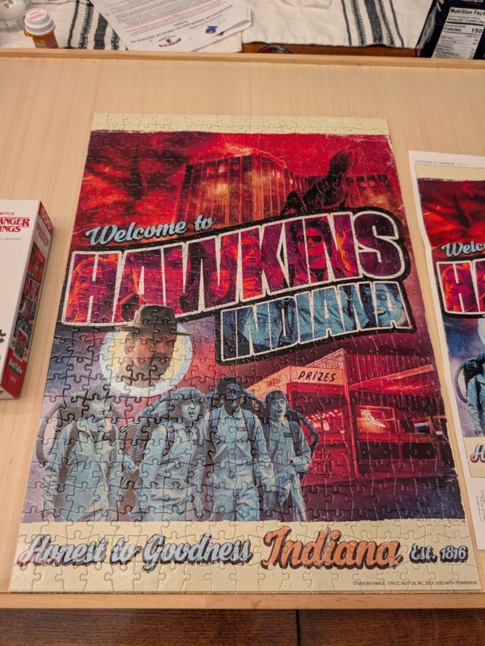 Stranger Things Welcome to Hawkins Indiana 500 piece jigsaw puzzle | Complete